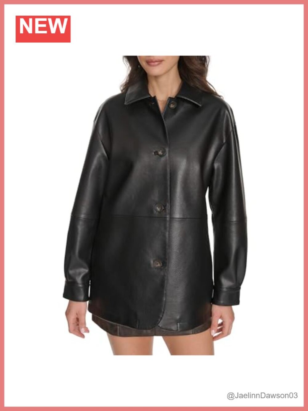Relaxed Fit Faux Leather Blazer Button Up Shirt Jacket